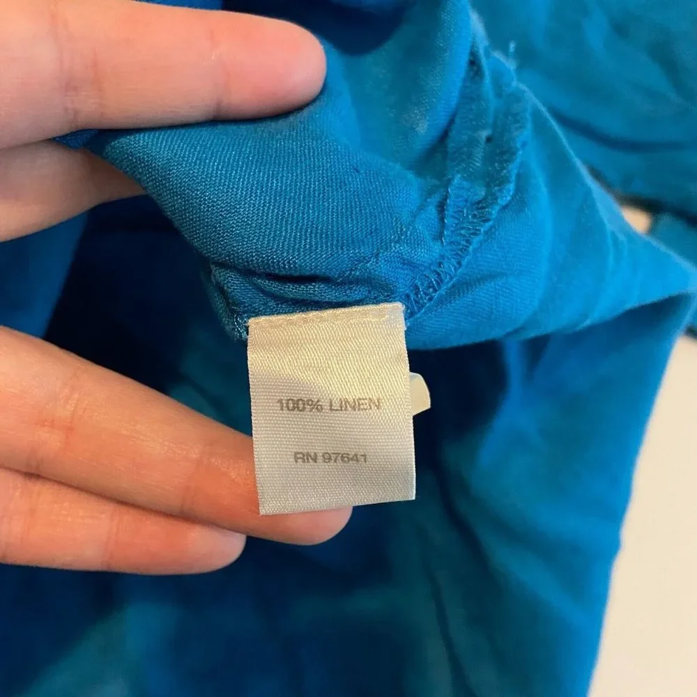 J Jill Womens L Love Linen Button Front Shirt Blue Long Sleeve Lightweight Top - Picture 5 of 9